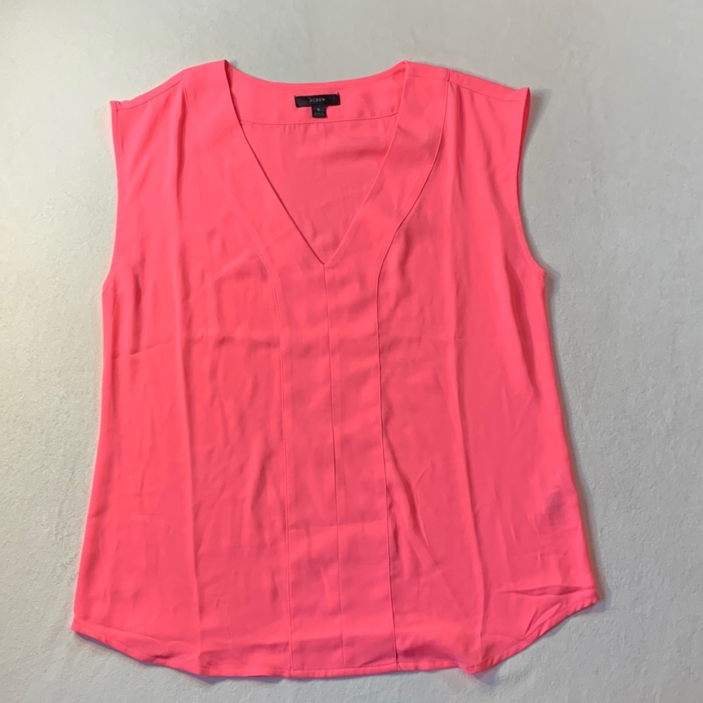 J. Crew hot pink neon v neck tank top